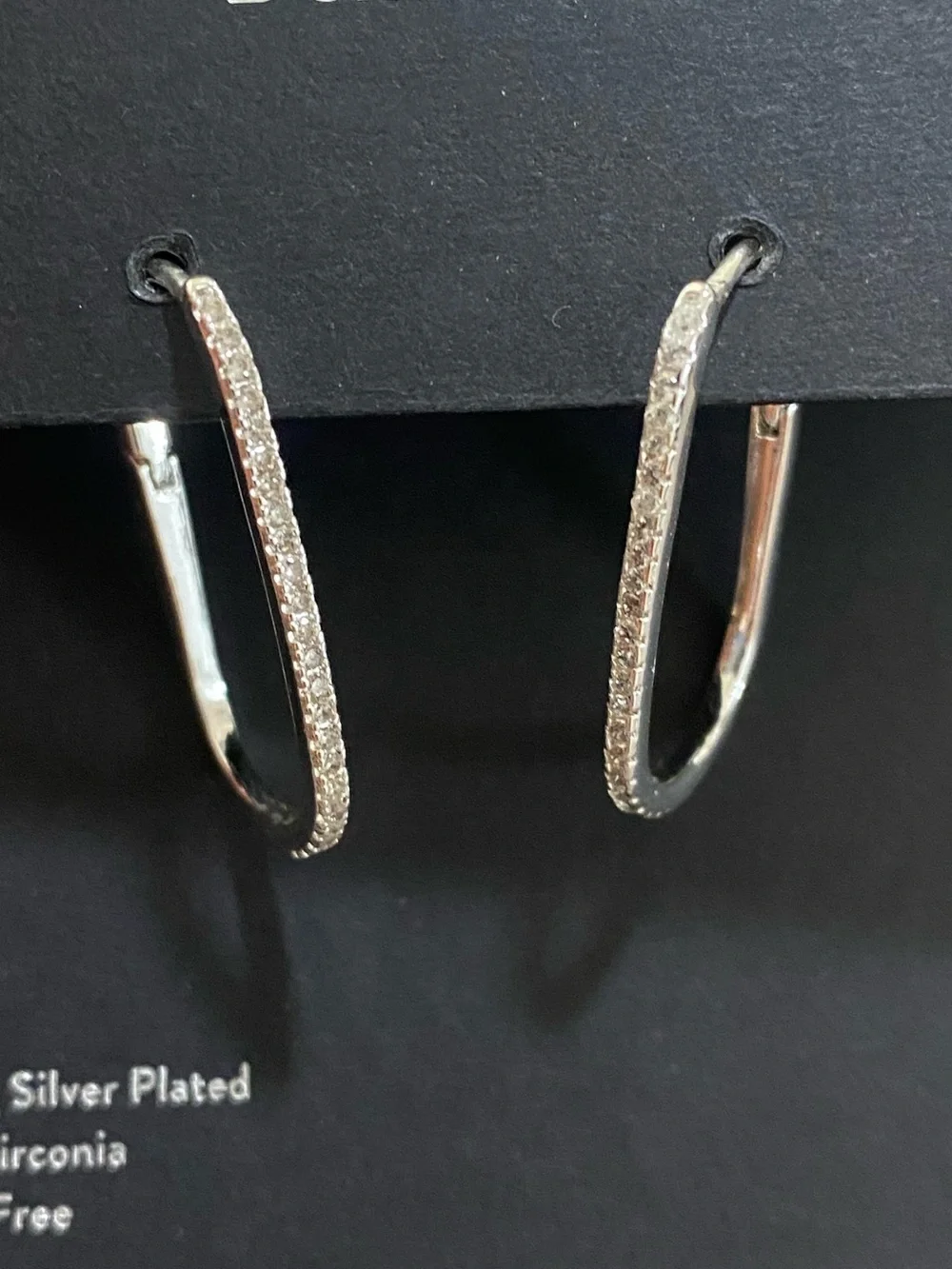 Nordstrom Demi-Fine Sterling Silver Plated Pave Cubic Zirconia Hoop Earrings NWT